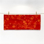 Orange Red Floral Print Hand Towel Front