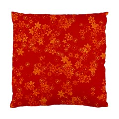 Orange Red Floral Print Standard Cushion Case (one Side) by SpinnyChairDesigns