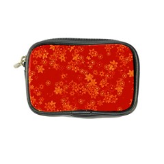 Orange Red Floral Print Coin Purse by SpinnyChairDesigns