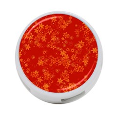 Orange Red Floral Print 4-port Usb Hub (two Sides) by SpinnyChairDesigns