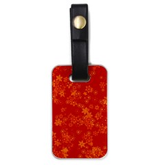 Orange Red Floral Print Luggage Tag (one Side) by SpinnyChairDesigns