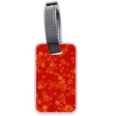 Orange Red Floral Print Luggage Tag (two Sides) by SpinnyChairDesigns