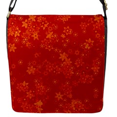 Orange Red Floral Print Flap Closure Messenger Bag (s) by SpinnyChairDesigns