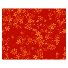 Orange Red Floral Print Double Sided Flano Blanket (medium)  by SpinnyChairDesigns