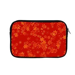 Orange Red Floral Print Apple Macbook Pro 13  Zipper Case by SpinnyChairDesigns