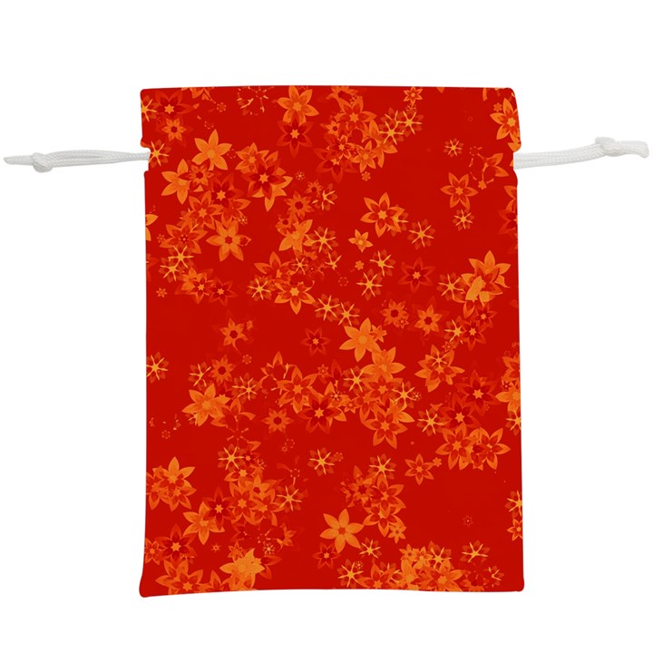 Orange Red Floral Print  Lightweight Drawstring Pouch (XL)