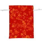 Orange Red Floral Print  Lightweight Drawstring Pouch (XL) Back