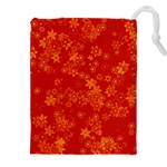 Orange Red Floral Print Drawstring Pouch (4XL) Front