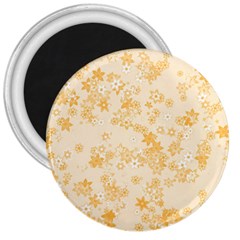 Yellow Flowers Floral Print 3  Magnets by SpinnyChairDesigns