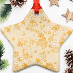 Yellow Flowers Floral Print Ornament (star) by SpinnyChairDesigns