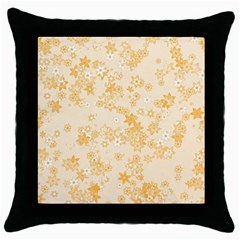 Yellow Flowers Floral Print Throw Pillow Case (black) by SpinnyChairDesigns