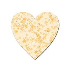 Yellow Flowers Floral Print Heart Magnet by SpinnyChairDesigns