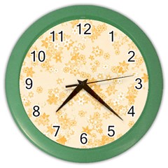 Yellow Flowers Floral Print Color Wall Clock by SpinnyChairDesigns