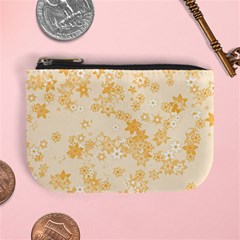 Yellow Flowers Floral Print Mini Coin Purse by SpinnyChairDesigns