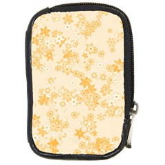 Yellow Flowers Floral Print Compact Camera Leather Case by SpinnyChairDesigns