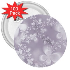 Pale Mauve White Flowers 3  Buttons (100 Pack)  by SpinnyChairDesigns