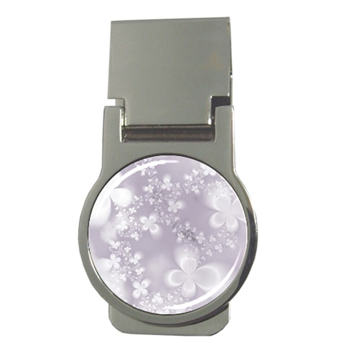 Pale Mauve White Flowers Money Clips (Round) 