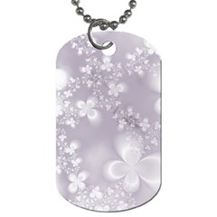 Pale Mauve White Flowers Dog Tag (one Side) by SpinnyChairDesigns