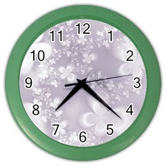 Pale Mauve White Flowers Color Wall Clock by SpinnyChairDesigns