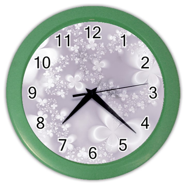 Pale Mauve White Flowers Color Wall Clock