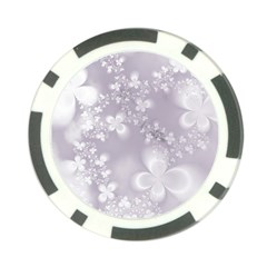 Pale Mauve White Flowers Poker Chip Card Guard by SpinnyChairDesigns