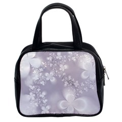 Pale Mauve White Flowers Classic Handbag (two Sides) by SpinnyChairDesigns