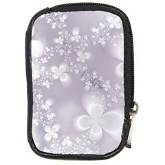 Pale Mauve White Flowers Compact Camera Leather Case by SpinnyChairDesigns