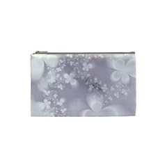 Pale Mauve White Flowers Cosmetic Bag (small) by SpinnyChairDesigns