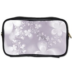 Pale Mauve White Flowers Toiletries Bag (two Sides) by SpinnyChairDesigns