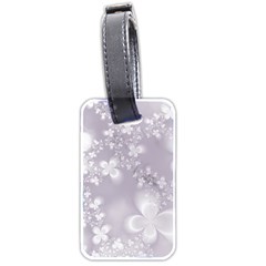 Pale Mauve White Flowers Luggage Tag (two Sides) by SpinnyChairDesigns