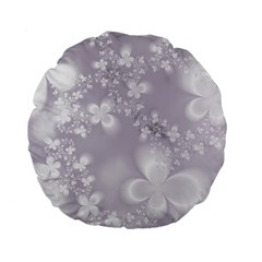 Pale Mauve White Flowers Standard 15  Premium Round Cushions by SpinnyChairDesigns