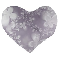 Pale Mauve White Flowers Large 19  Premium Heart Shape Cushions by SpinnyChairDesigns