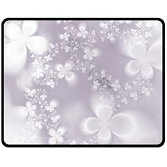 Pale Mauve White Flowers Double Sided Fleece Blanket (medium)  by SpinnyChairDesigns