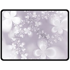 Pale Mauve White Flowers Double Sided Fleece Blanket (large)  by SpinnyChairDesigns