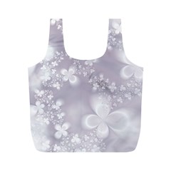 Pale Mauve White Flowers Full Print Recycle Bag (m) by SpinnyChairDesigns