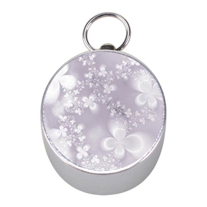 Pale Mauve White Flowers Mini Silver Compasses