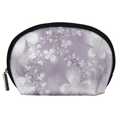 Pale Mauve White Flowers Accessory Pouch (large)