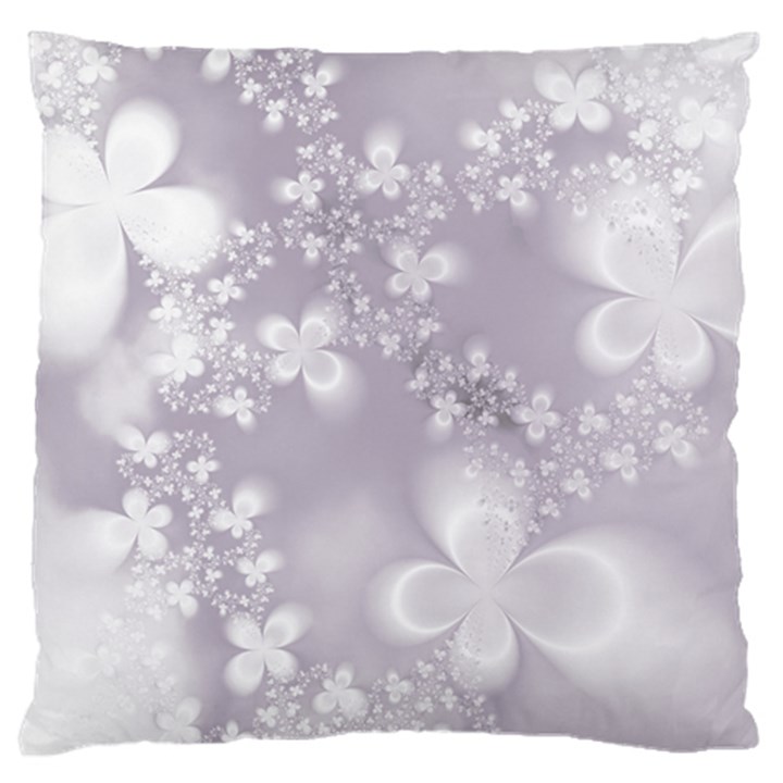 Pale Mauve White Flowers Large Flano Cushion Case (One Side)