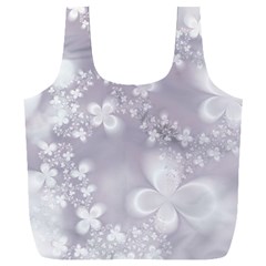 Pale Mauve White Flowers Full Print Recycle Bag (xxl) by SpinnyChairDesigns