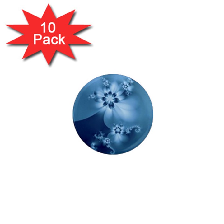 Steel Blue Flowers 1  Mini Magnet (10 pack) 