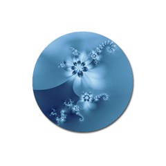 Steel Blue Flowers Magnet 3  (round) by SpinnyChairDesigns