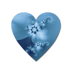 Steel Blue Flowers Heart Magnet by SpinnyChairDesigns