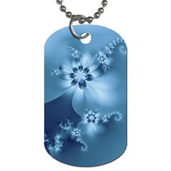 Steel Blue Flowers Dog Tag (two Sides) by SpinnyChairDesigns