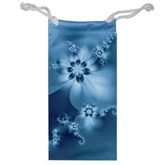 Steel Blue Flowers Jewelry Bag by SpinnyChairDesigns