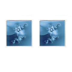 Steel Blue Flowers Cufflinks (square) by SpinnyChairDesigns