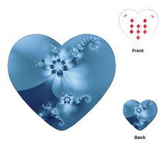 Steel Blue Flowers Playing Cards Single Design (heart) by SpinnyChairDesigns