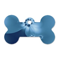 Steel Blue Flowers Dog Tag Bone (one Side) by SpinnyChairDesigns