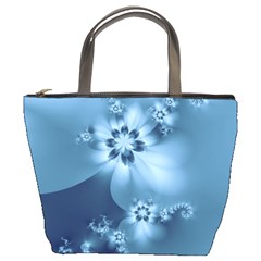 Steel Blue Flowers Bucket Bag by SpinnyChairDesigns