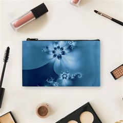 Steel Blue Flowers Cosmetic Bag (small) by SpinnyChairDesigns