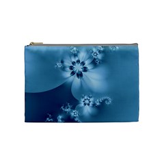 Steel Blue Flowers Cosmetic Bag (medium) by SpinnyChairDesigns